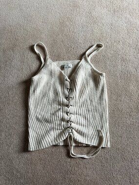Ribbed Lace‑Up Tank Top